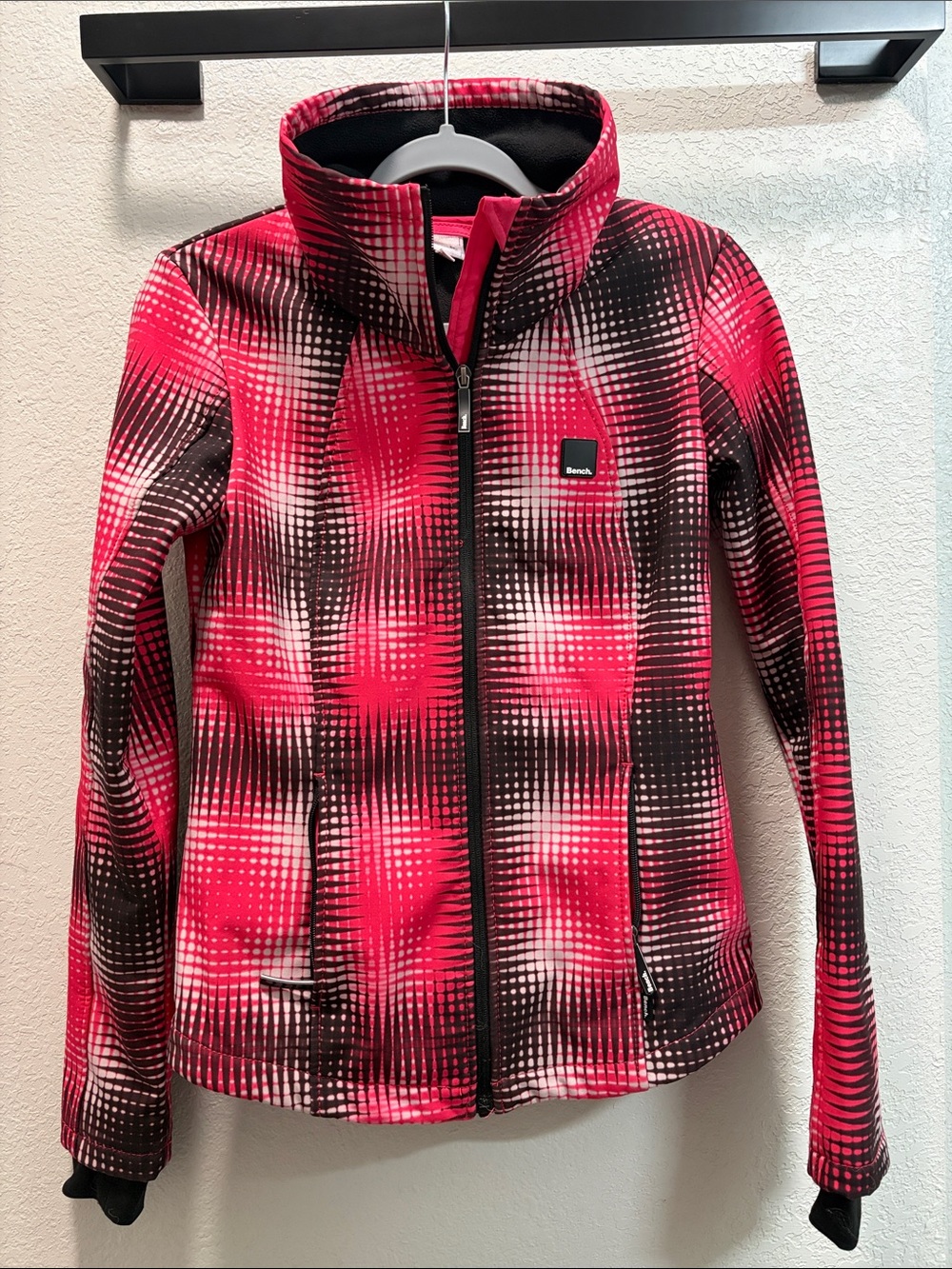 Bench pink and Black Patterned Ski Jacket with Full Zip